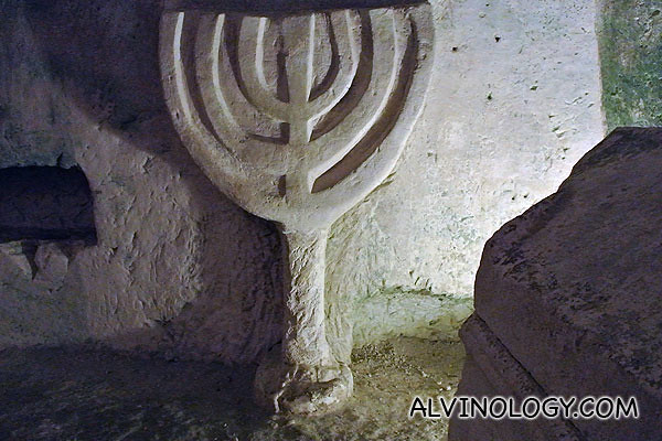 A Menorah,  a nine-branched candelabrum used on the Jewish holiday of Hanukkah