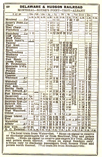 Delaware and Hudson 1926 Schedule