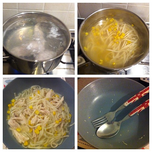 Homemade Chicken and Sweetcorn Noodle Soup