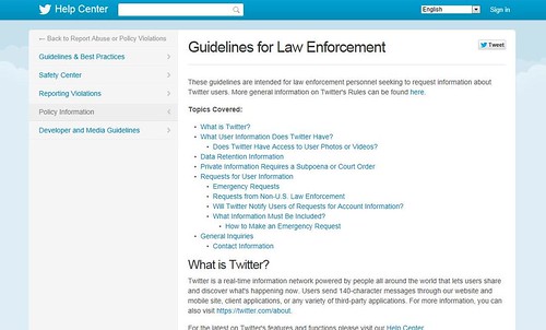 twitter_guidelines for law enforcement