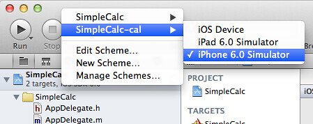 Select SimpleCalc-cal target