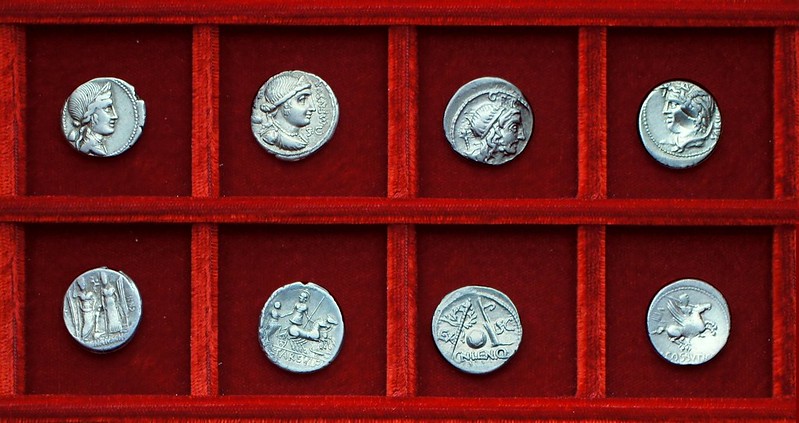 RRC 391 C.EGNATIVS, RRC 392 L.FARSVLEI, RRC 393 CN.LEN.Q Cornelia, RRC 395, 72BC L.COSSVTI Cossutia, Ahala collection, coins of the Roman Republic