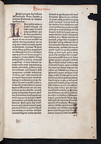 Decorated initial in Columna, Guido de: Historia destructionis Troiae