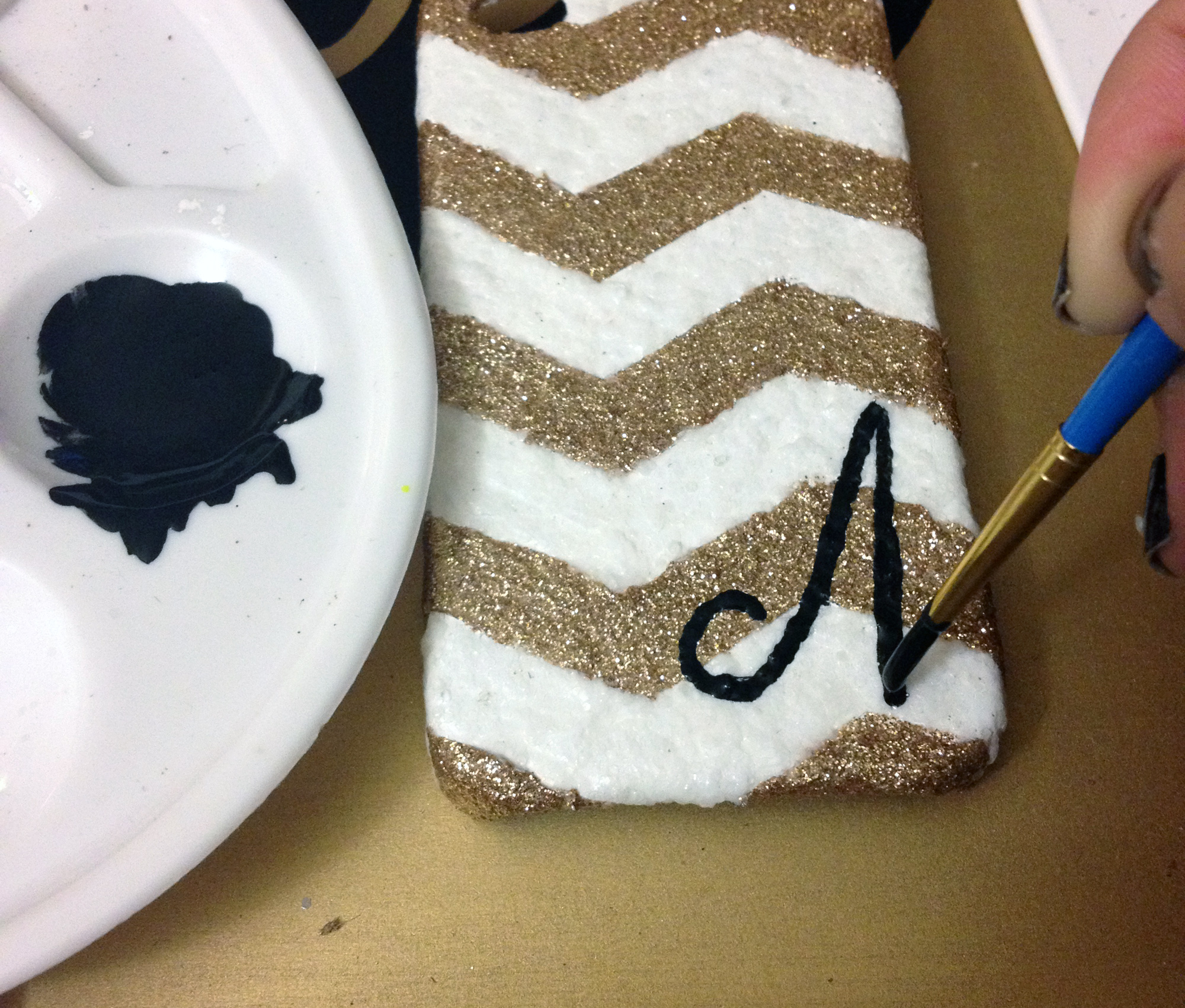 phone case makeover - hand painted initial