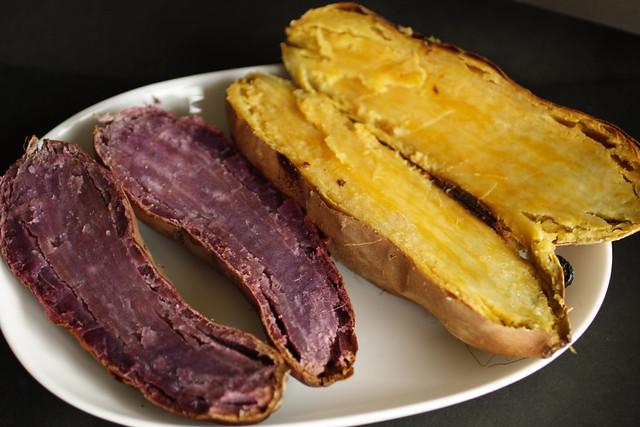 purple and yellow sweet potatoes