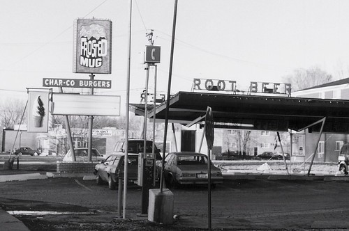 The Frosted Mug Drive In at West 116th Street and South Pulaski Road. (Closed)  Alsip Illinois.  January 1990. by Eddie from Chicago
