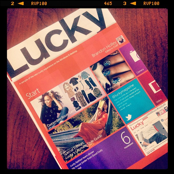 Ummm, I'm sort of obsessed with the cover of @luckymagazine's #decemberissue! #windows8 #techchic #magazine
