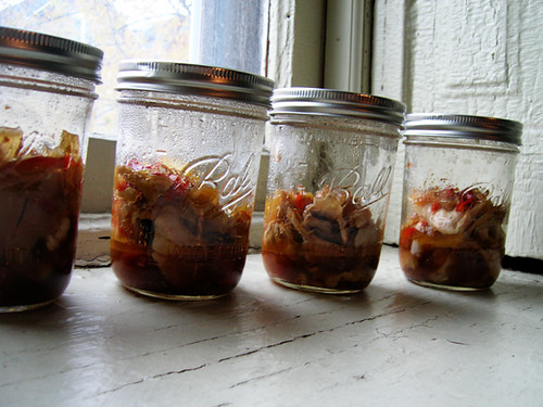 slow chicken paprikash in jars