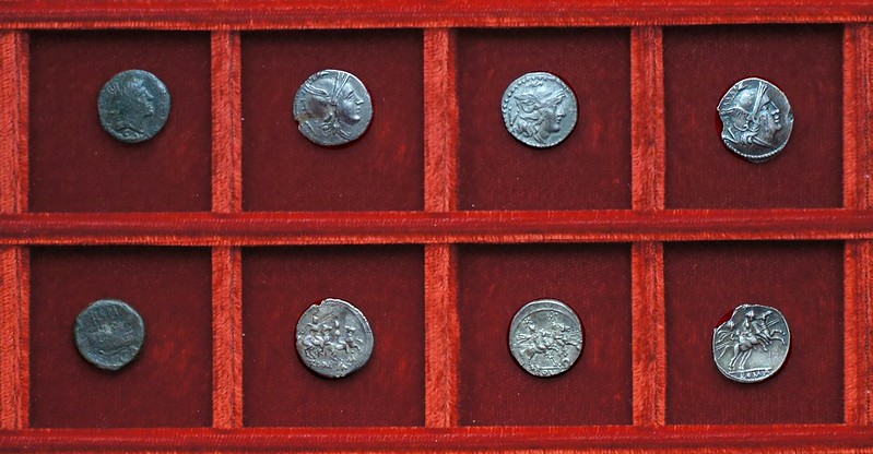 RRC 101 KOR AG Corcyra quinarius, RRC 100 CA Canusium semuncia, RRC 102 Q quinarii, Ahala collection, coins of the Roman Republic