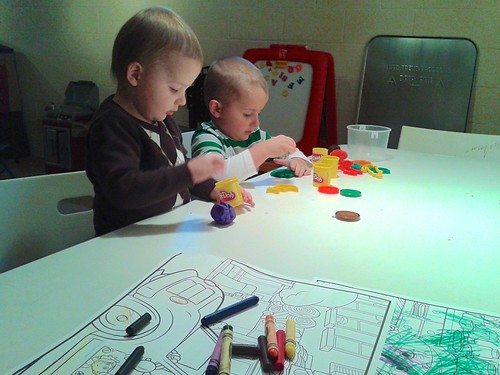 Boys Playing with Playdoh