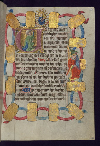 Van Alphen Hours, Initial W with the Tiburtine Sibyl and the vision of the Ara coeli, Walters Manuscript W.782, fol. 92r by Walters Art Museum Illuminated Manuscripts