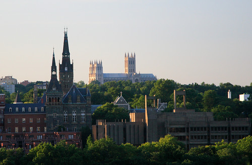 Georgetown University, foreground, and Washington National Cathedral (by: ehpien, creative commons)