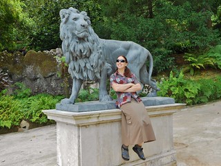 Clare With Lion Sculpture