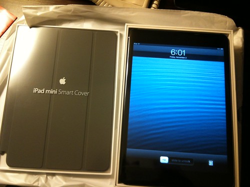 iPad mini and dark gray Smart Cover