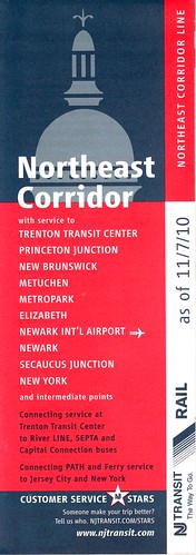 NJ Transit Northeast Corridor Line schedule cover