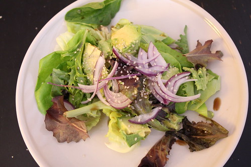 Boston Bibb with Avocado, Red Onion, and Sesame Lime Dressing