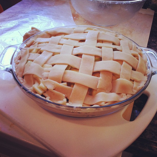 First ever attempt at a lattice pie crust.  I'm hoping it bakes up a big prettier. But proud of the accomplishment nonetheless.
