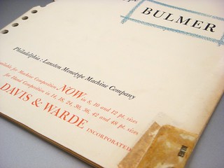 Monotype Bulmer type specimen sheet