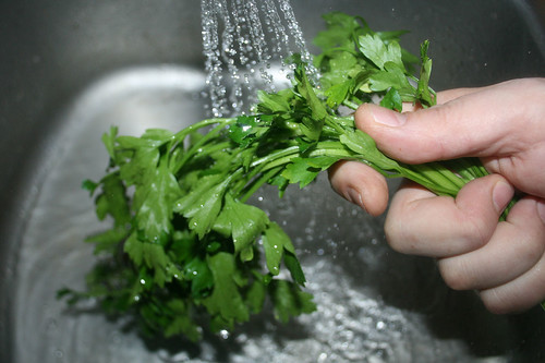 17 - Petersilie waschen / Wash parsley