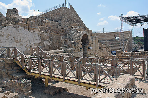 The ancient theatre is still being used a performances and concert venue in modern Israel