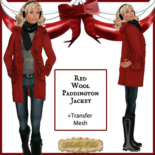 Shabby Chic Red Wool Paddington Jacket by Shabby Chics