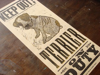 Terrier On Duty letterpress poster