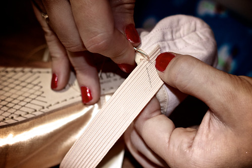 how to sew ribbons to pointe shoes
