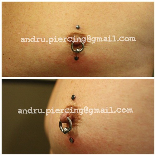 #surface #anchors #healed and one #fresh #pdx #portland #piercing #qualitypiercing #blackhole #industrialstrength  piercings by myself but not nipple by Andrew Rogge