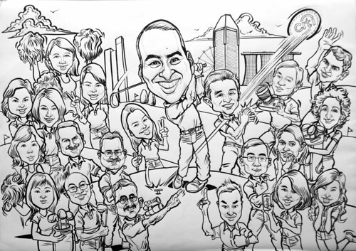 group caricatures for Citibank - 2