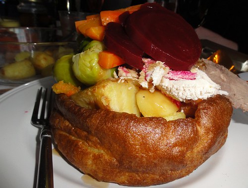 Christmas dinner in a giant Yorkshire pudding