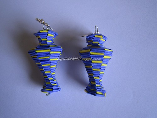 Handmade Jewelry - Paper Lanyard Vase Earrings (1) by fah2305