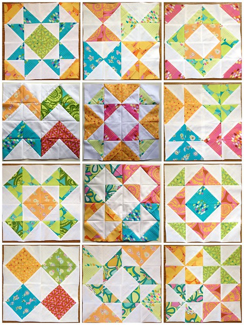 Half-square triangle quilt blocks