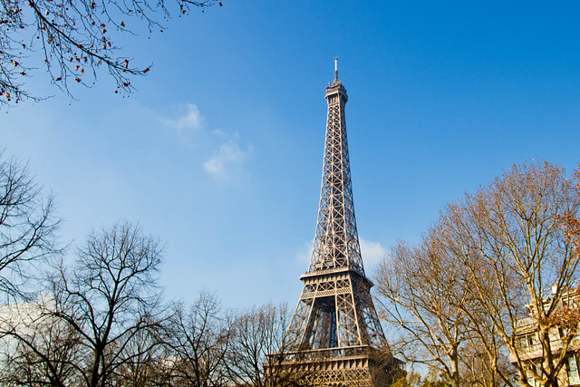 Eiffel Tower with Blue Sky