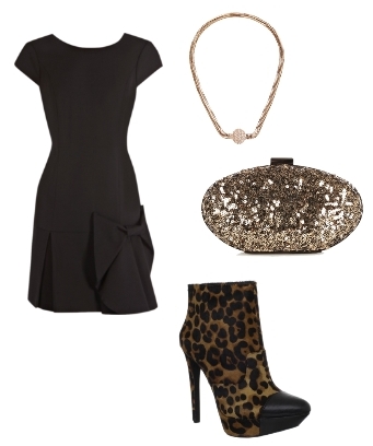 Little Black Dress with Leopard Ankle Boots