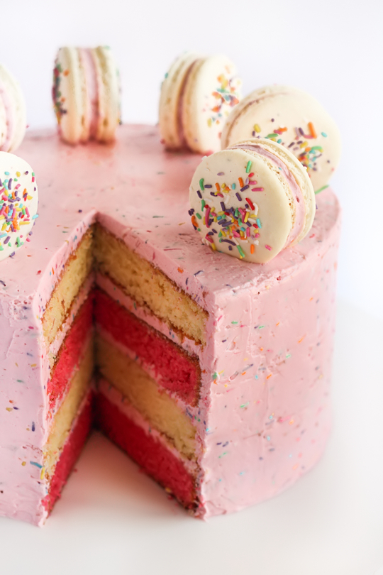 Pink & White Layered Sprinkle Cake