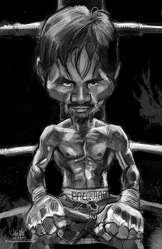 digital caricature sketch of Manny Pacquiao
