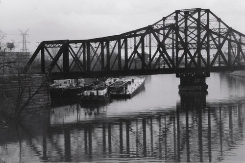 The Illinois Central Railroad swing bridge over the Chicago Sanitary and Ship Canal.  Chicago Illinois.  Early April 1989. by Eddie from Chicago