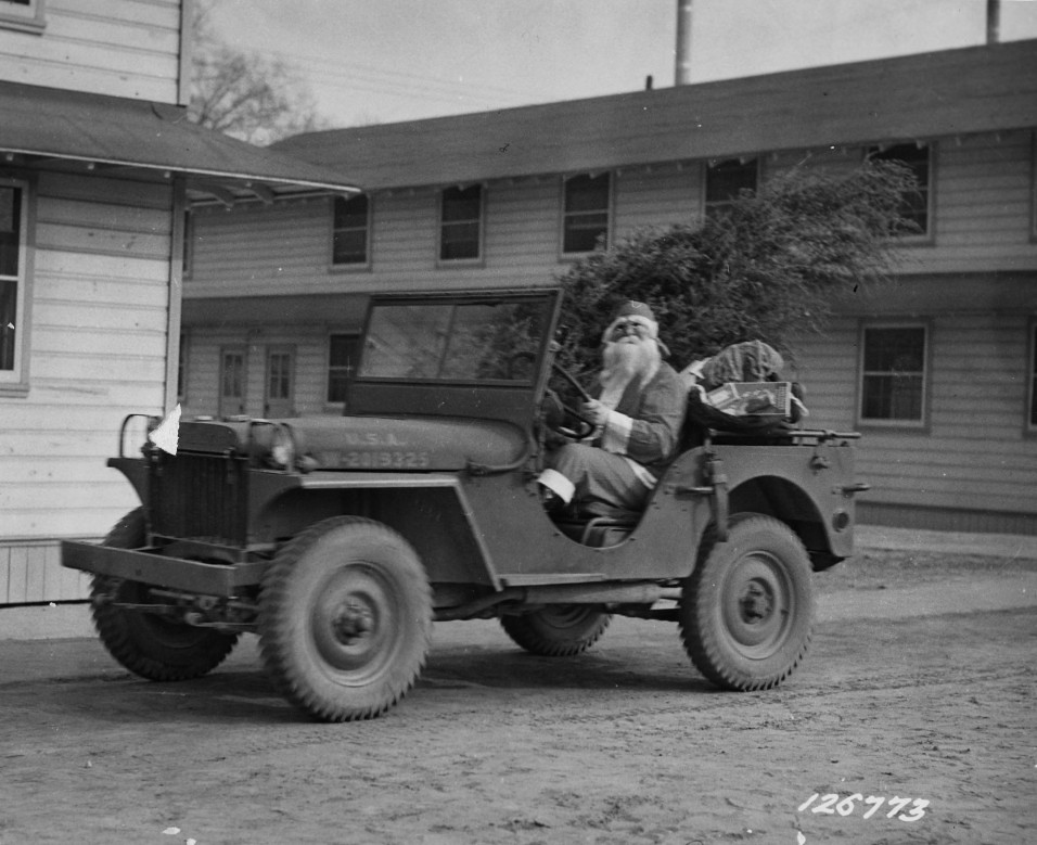 Father Christmas in Army Jeep, 1941