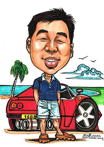 Ferrari caricature for Carl Zeiss Singapore