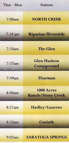 Saratoga and North Creek Schedule