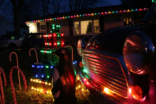 Christmas lights and classic Mini
