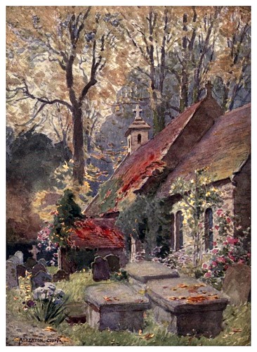 013-Antigua iglesia de Bonchurch cerca de Ventnor-Isle of Wight (1908)-Alfred Heaton Cooper