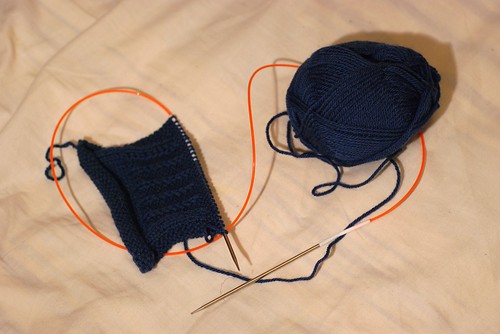 Hacked Boye needles flexy cables knitting wip