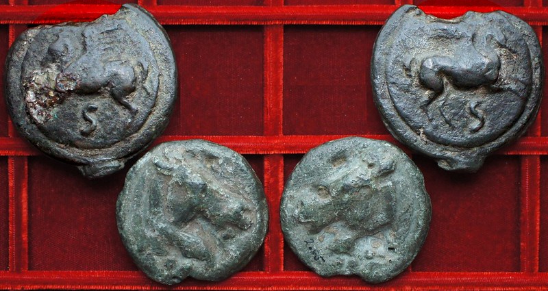 RRC 18 Apollo Apollo series Aes Grave semis, triens, Ahala collection, coins of the Roman Republic