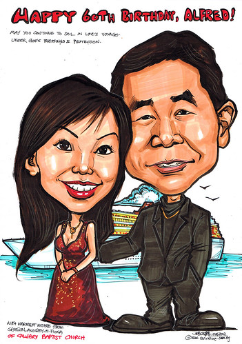 couple caricatures 60th birthday @ cruise