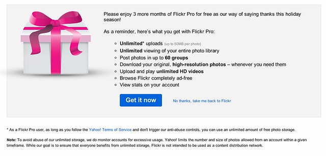 Joy to the World, Flickr Offers 3 Months of Pro for FREE!