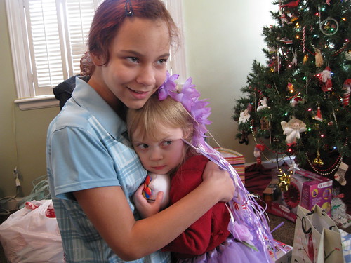 hugging cousin Sarah