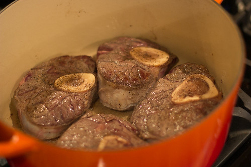 Browing the Osso Buco in the Le Creuset