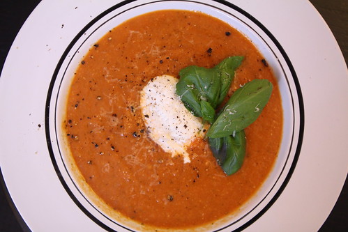 Creamy Tomato Soup with Ricotta and Basil