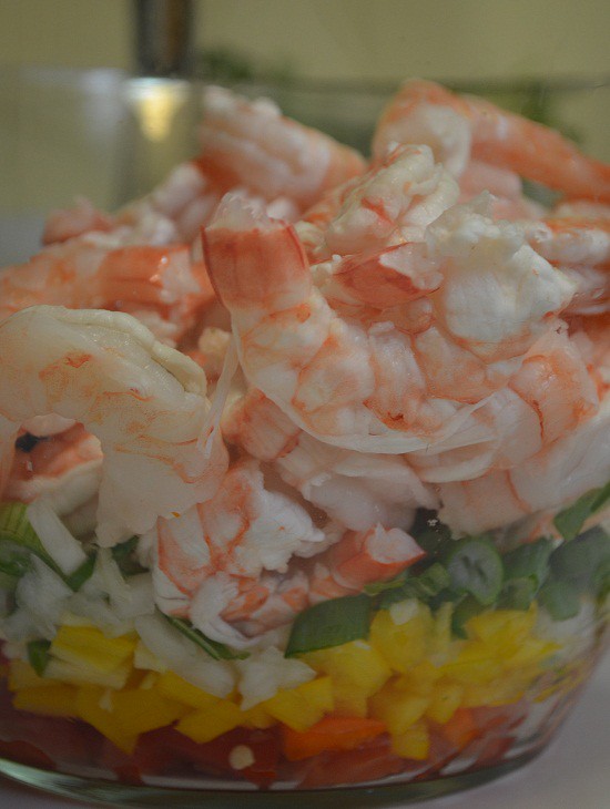 shrimp bowl with ingredients